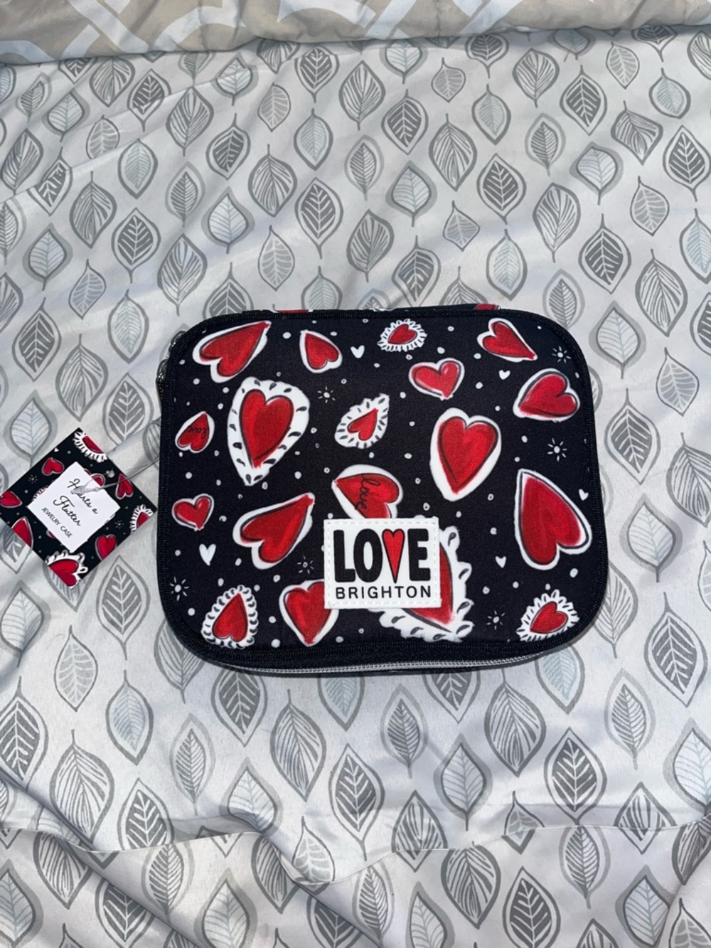 Brighton Black Cosmetic Case with Red Hearts